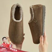 新款 百搭一脚蹬豆豆鞋 小土豆勃肯鞋 冬季 加绒加厚圆头棉鞋 时尚 女鞋