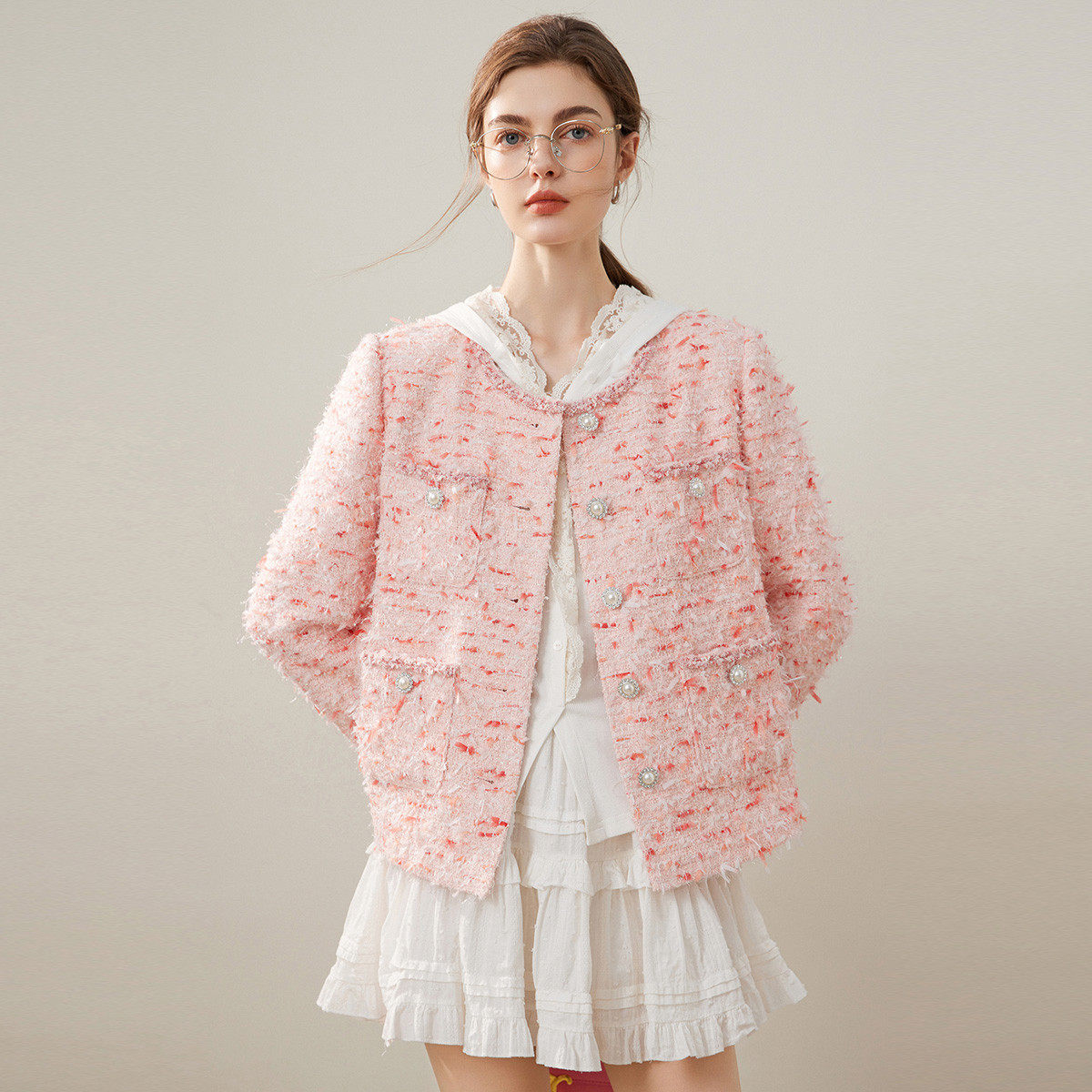 白鹿语小香名媛风上衣开衫26春新款圆领撞色织带长袖甜美短外套女,女装/女士精品,短外套,淘宝优惠券,粉丝福利购,淘宝优惠卷