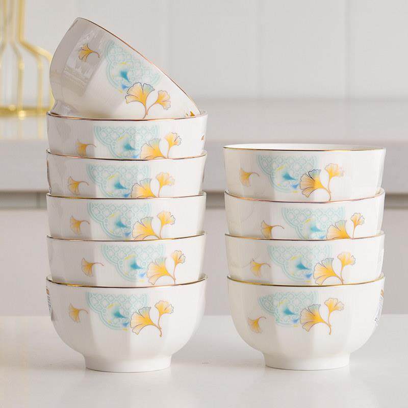 碗家用新款2025陶瓷米饭碗盘组合创意金边加厚餐具碗碟盘套装10个,餐饮具,碗,淘宝优惠券,粉丝福利购,淘宝优惠卷