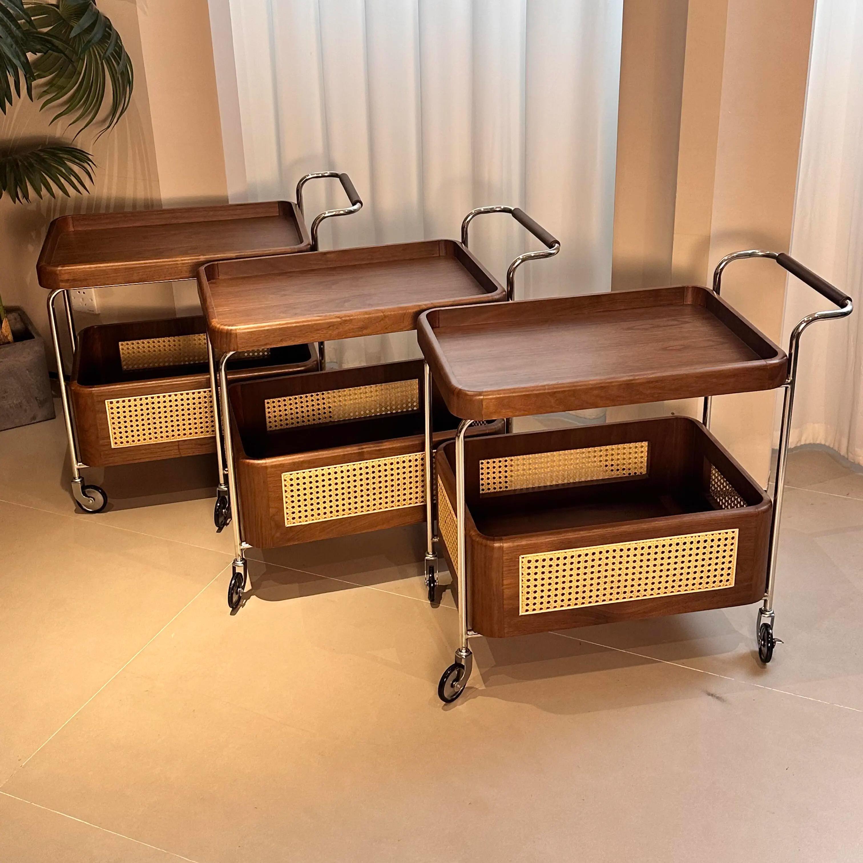 【流年推车】中古实木边几客厅复古可移动收纳置物小推车casagd