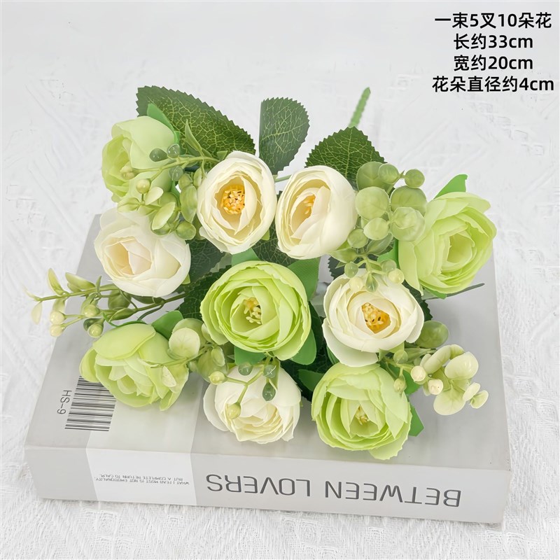 欧式茶苞仿真花假花玫瑰花把束婚庆装饰家居装扮假花摆件摄影拍摄