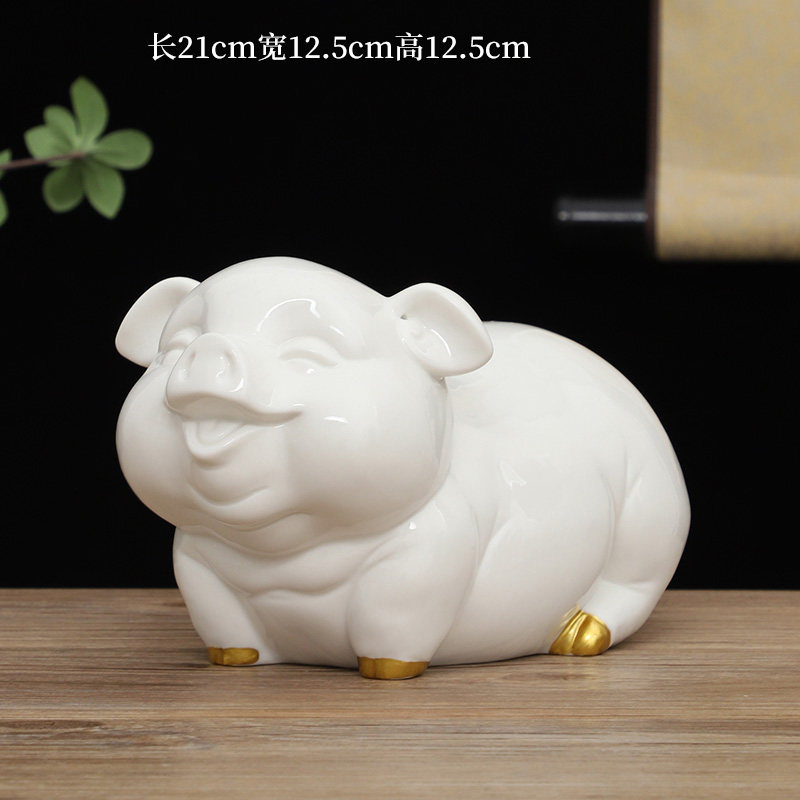黑色陶瓷生肖猪摆件招财镇宅纯手工动物造型客厅桌面装饰品 福建