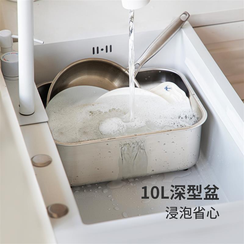 霜山304不锈钢洗碗盆水槽式大号洗菜盆沥水篮厨房水池单槽盆中盆