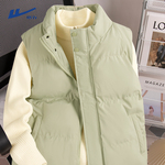 回力马甲男款2025新款冬季羽绒棉保暖豆绿色上衣立领工装背心男
