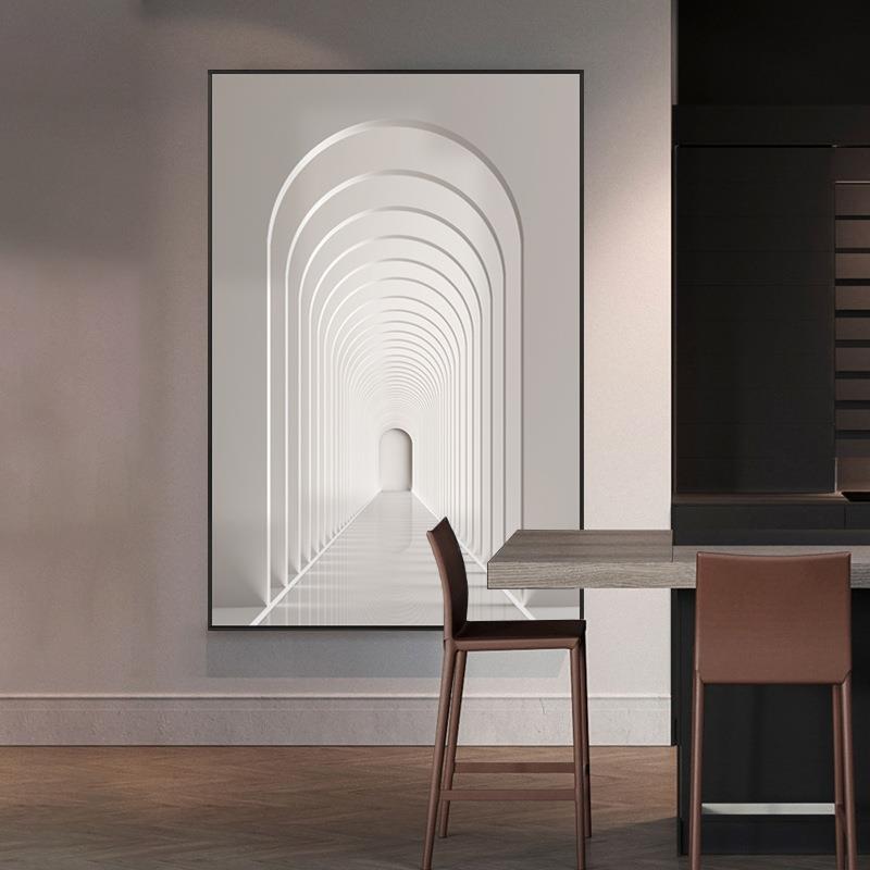 现代简约装饰画建筑空间玄关挂画客厅走廊过道楼梯竖版图片