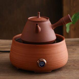 潮汕工夫茶炉砂铫烧水壶侧把急须煮茶壶电陶炉红泥跳盖碳炉煮茶器