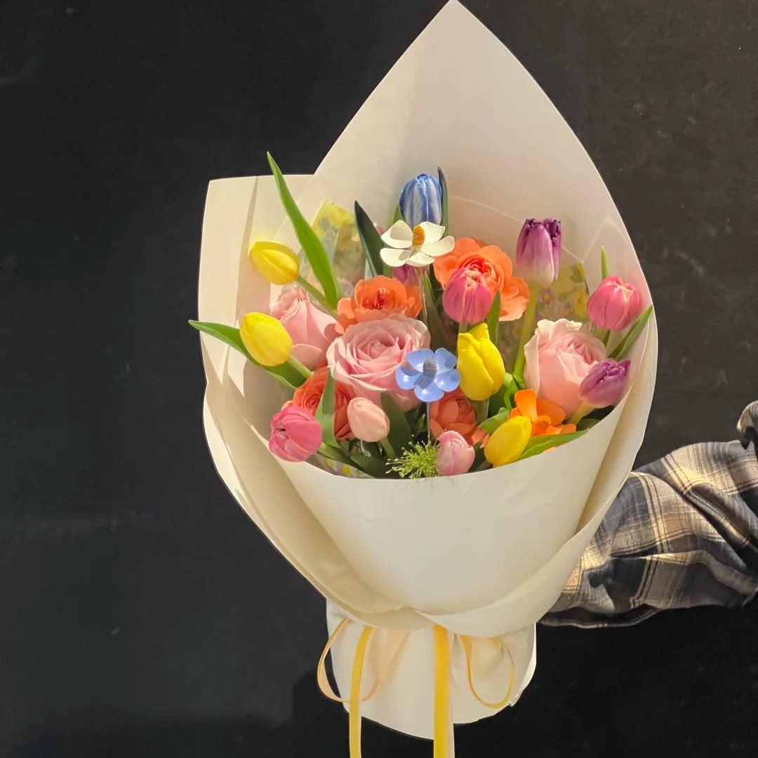 郁金香花束鲜花多巴胺郁金香花束送闺蜜送女友生日北京同城送花