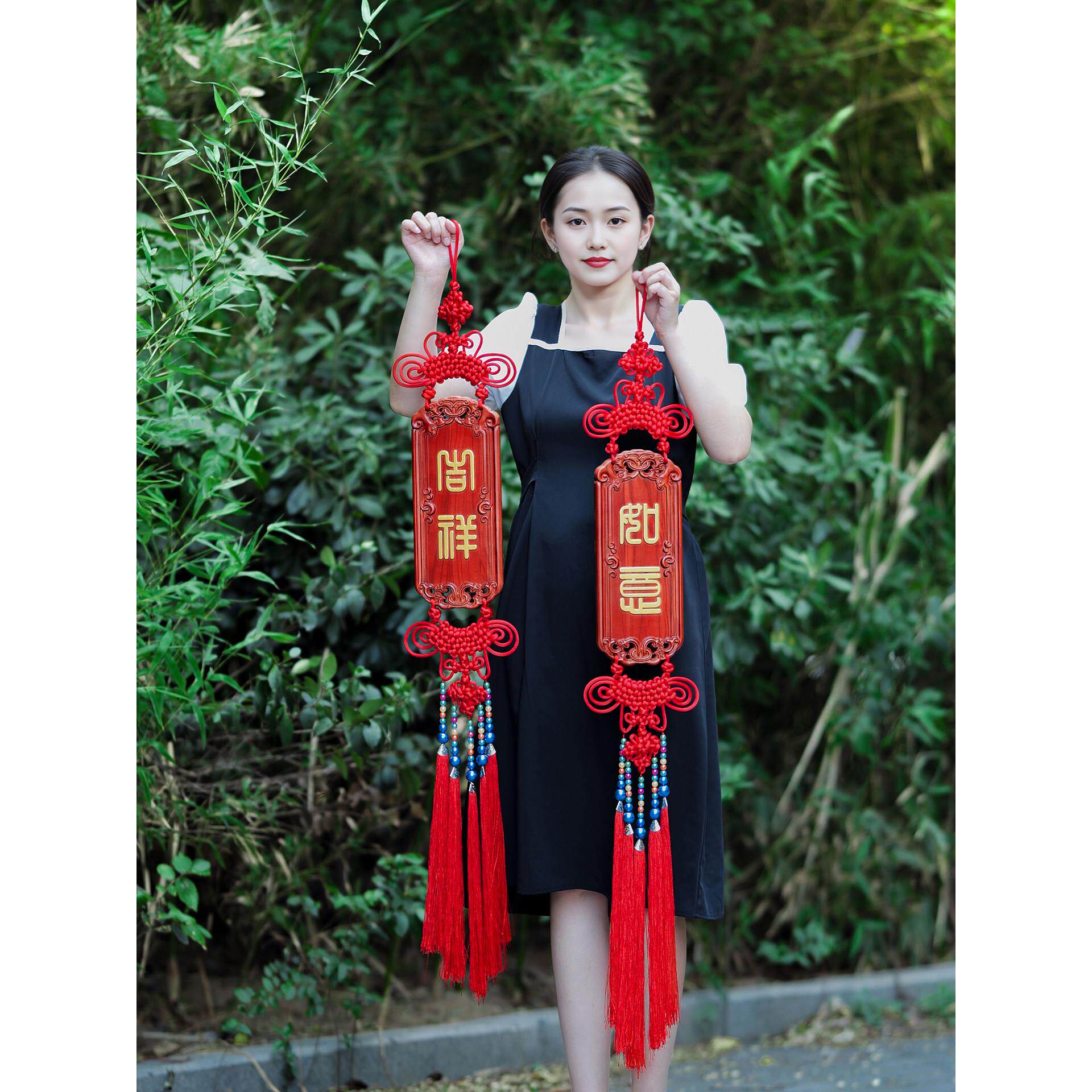 天翊吉中国结大号桃木文昌吉祥如意客厅玄关对联高档新款挂饰挂件