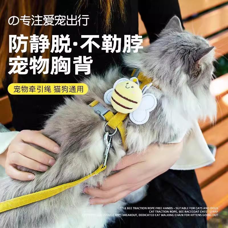 猫咪牵引绳防挣脱专用外出绳子小奶猫溜猫神器宠物防丢胸抱婴袋炼