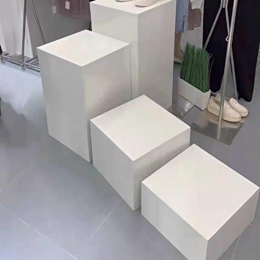 白色方形方形木质展示台地台橱窗展示台工艺品产品陈列柜模特底座