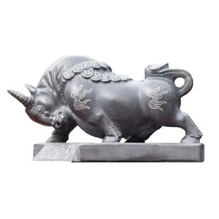 石雕石头青石牛摆件客厅门前生肖看门小石牛一对原石雕刻家居装饰