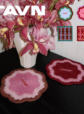 TAVN【Lace Echoes蕾丝回声】撞色蕾丝编织杯垫针织异形隔热餐垫