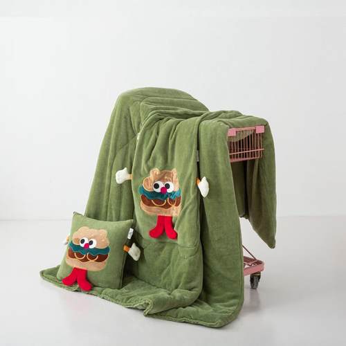 卡通可爱两用抱枕被靠垫枕头被午休空调被汽车沙发午睡学生纯色绒