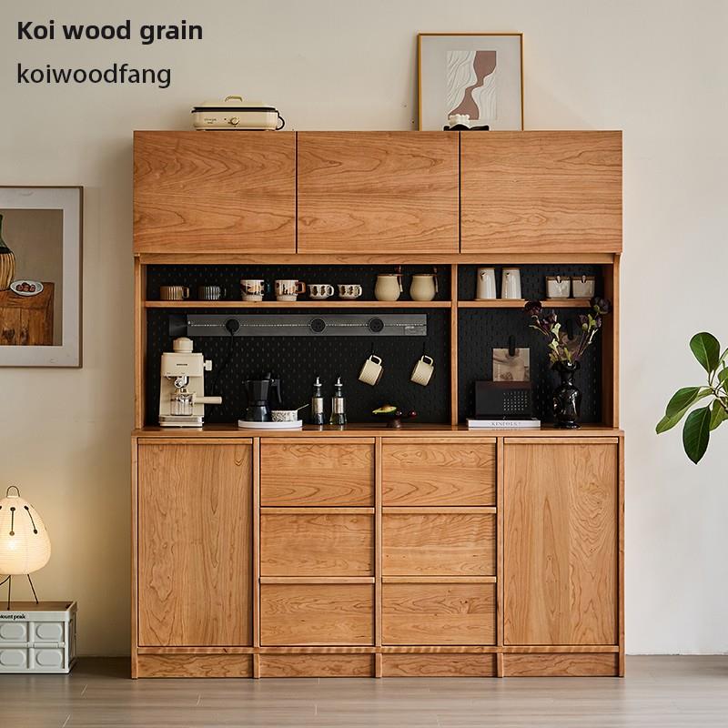 北美樱桃木实木骨架线原木中世纪客厅厨房餐具柜黑胡桃储物柜
