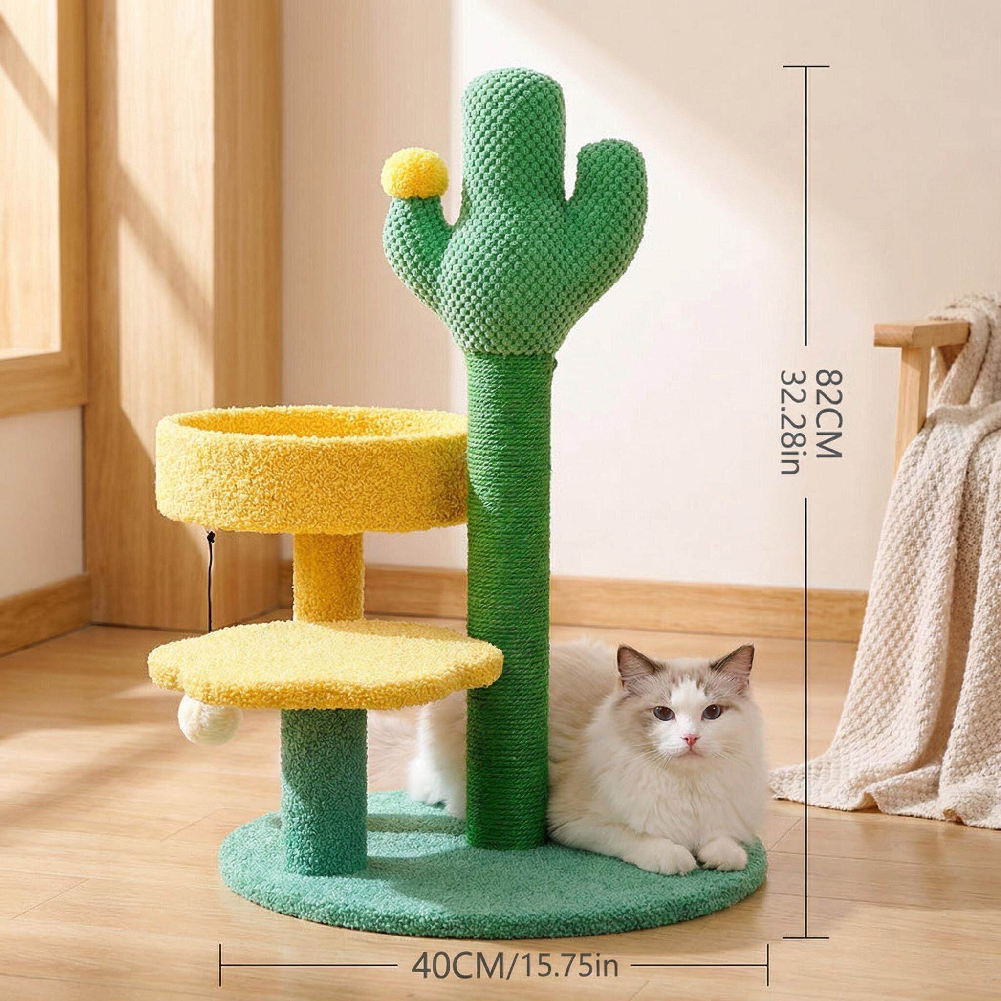 正品仙人掌猫爬架剑麻柱磨爪不损家俱双层猫窝毛绒底盘稳固防侧翻