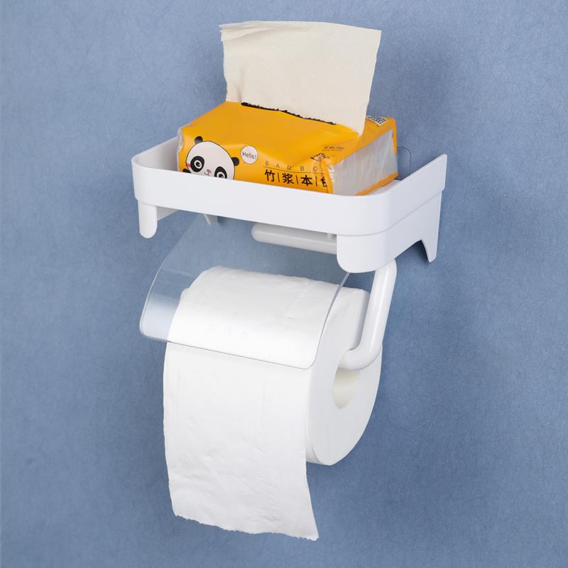 洋洋鱼纸巾架浴室免打孔塑料卫生间强力贴厕所手机抽纸卷纸收纳架