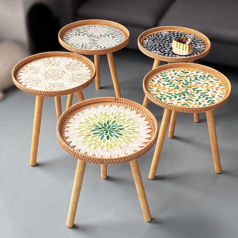 跨境轻奢沙发边几客厅家用小茶几边桌覆古角几床头置物阳台小圆桌