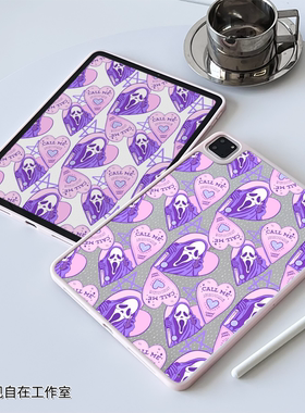 紫色尖叫适用iPad保护壳带笔槽新款11代10.9寸air34567无盖防弯轻薄pro11亚克力10代ipad保护套9代平板保护壳