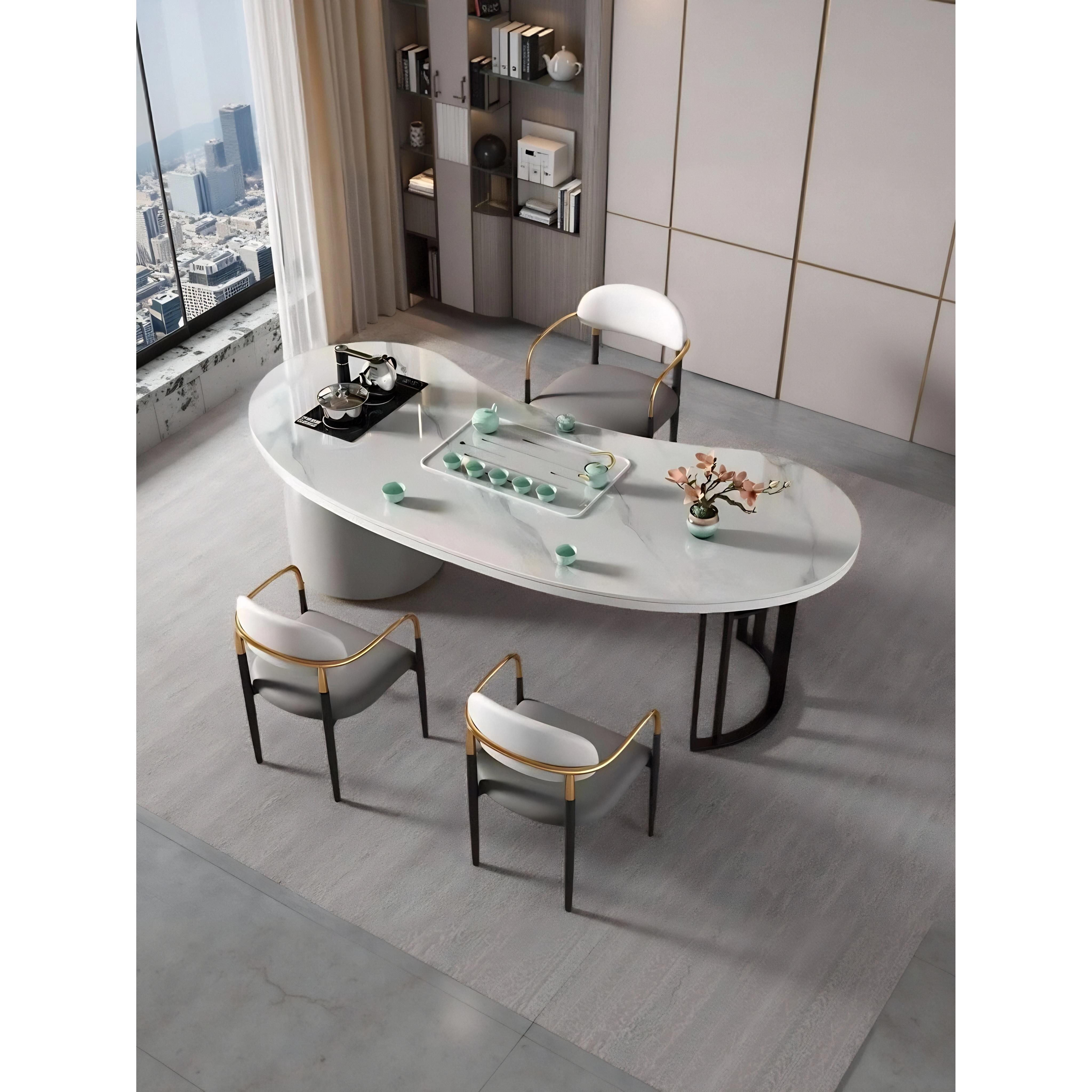 岩板轻奢茶桌茶台办公简约功夫茶台客厅现代泡茶桌烧水一体一整套