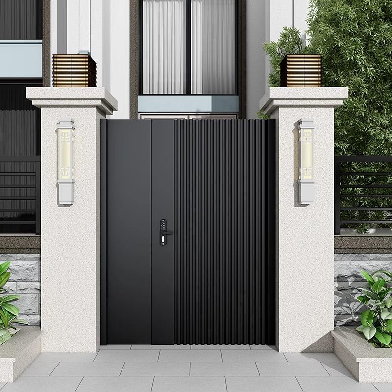 铝合金户外围墙双开小院子门电动铝艺花园入户门中式别墅庭院大门