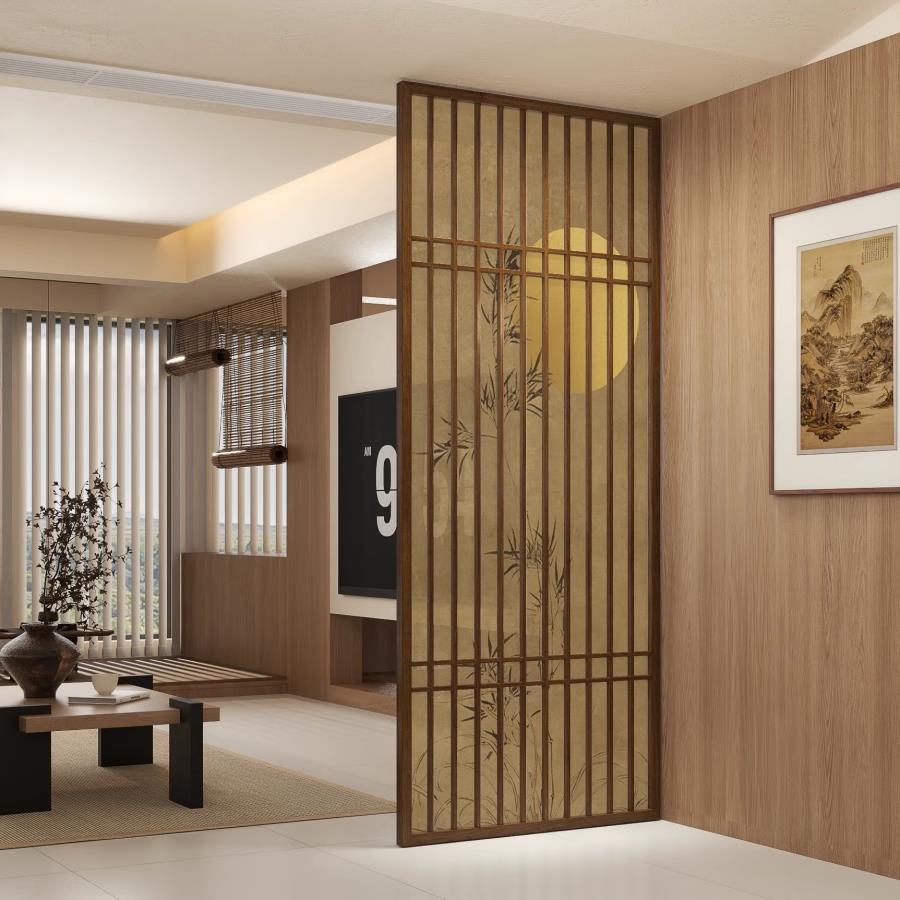 入户遮挡屏风隔断客厅玄关中式宋代美学2025新款卧室家用实木格栅
