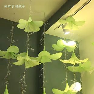 饰珠宝店面布置空中吊饰 中秋国庆节开业商场美陈百合水晶串橱窗装