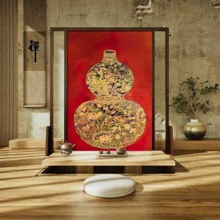 屏风隔断客厅实木茶室家用卧室进门遮挡餐厅可移动座屏葫芦 新中式