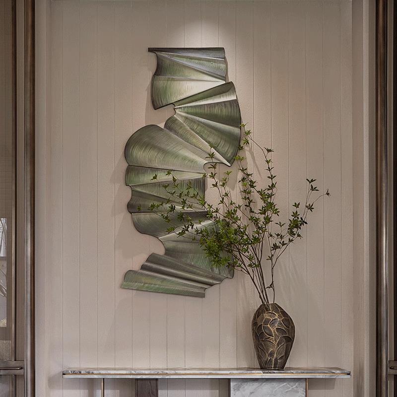 覆古风绿色挂画立体客厅背景墙装饰画高档民宿玄关浮雕肌理画手绘