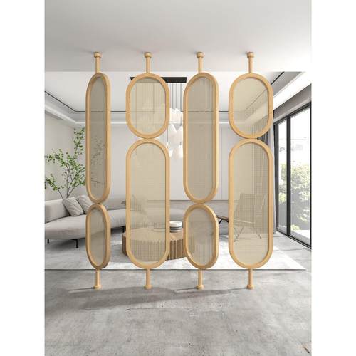 藤条屏风隔断进入客厅入口阻挡实木入口旋转顶层浴室