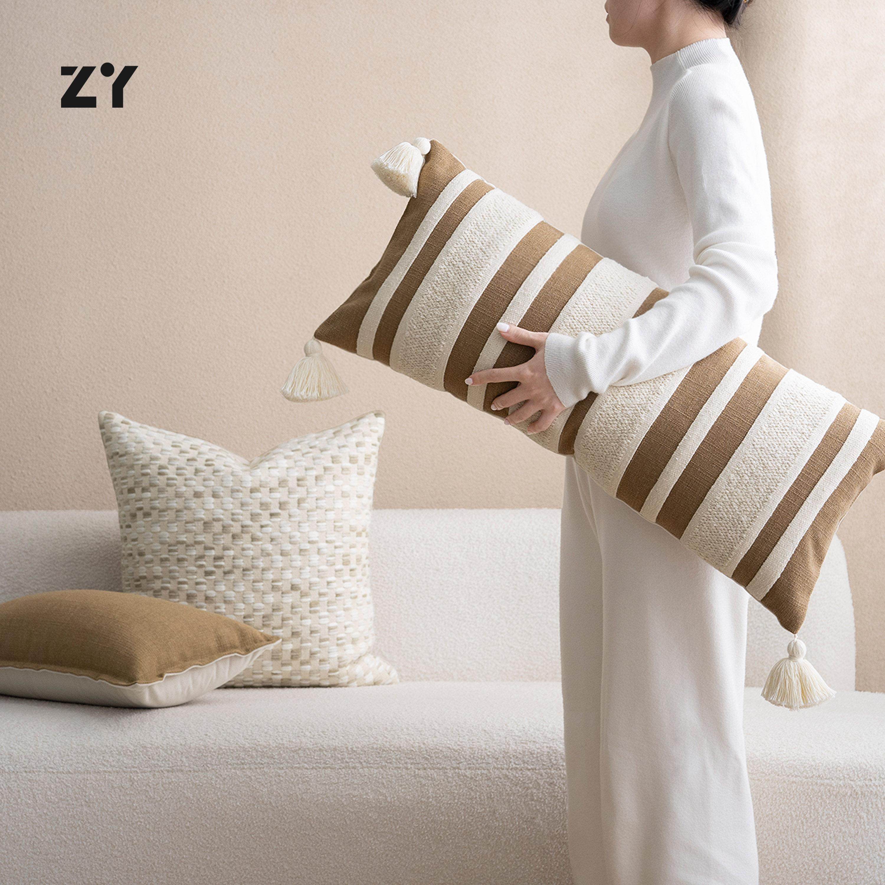 致悦【侘寂】流苏棉麻抱枕沙发靠枕靠垫别墅民宿样板间客厅长腰枕,居家布艺,靠垫/抱枕,淘宝优惠券,粉丝福利购,淘宝优惠卷