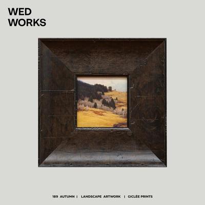 WED WORKS 小众中古实木框风景小幅装饰画书房玄关小墙面氛围挂画