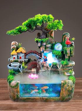 鱼缸瀑布造景流水客厅假山水喷泉循环水小高山小型山水装饰景摆件