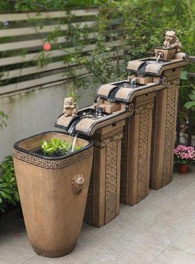 户外流水摆件室外阳台落地大型中式鱼池景观貔貅招财庭院装饰造景