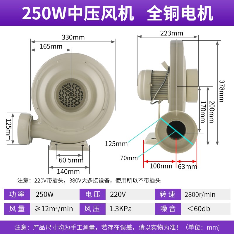 热销新款中压风机220v强力排烟离心式鼓风机木工雕刻大功率抽风机