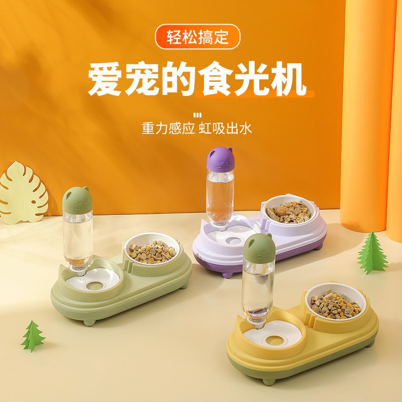 热销宠物陶瓷碗狗碗猫碗宠物自动饮水喂食器斜口脚护颈猫食盆狗食