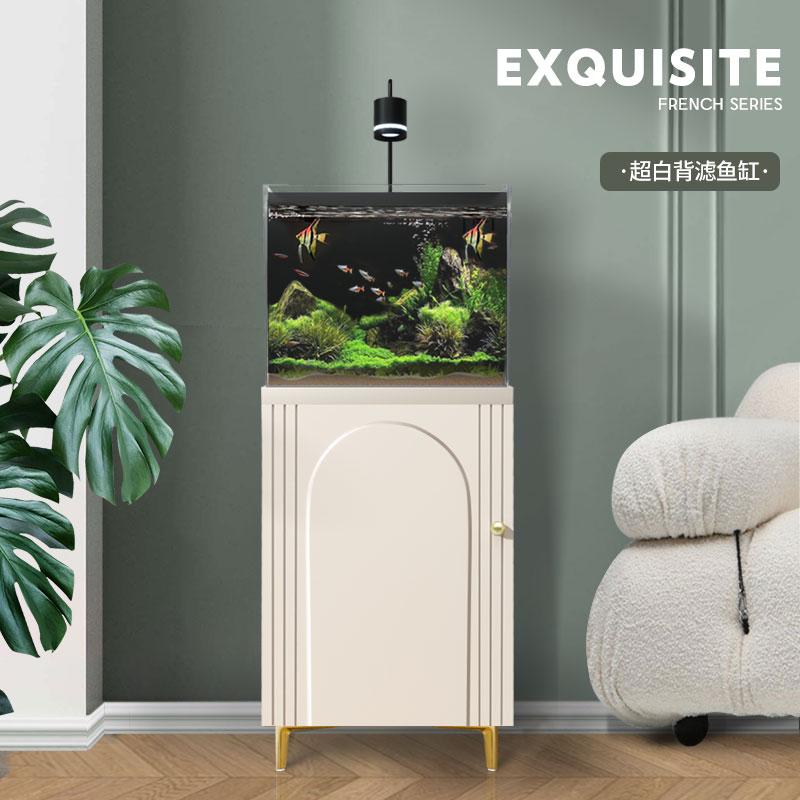 热销莱易欧小型鱼缸客厅电视柜旁造景超白玻璃家用生态背滤水族箱