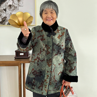 奶奶秋冬装加绒加厚款中老年人气质棉袄外套保暖老太太冬季女棉服