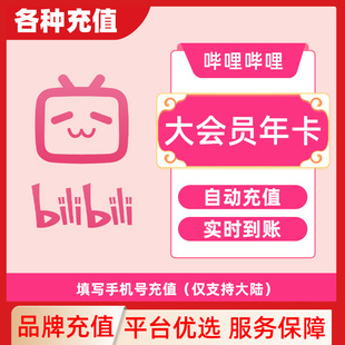 bilibili哔哩哔哩大会员vip周卡30天一个月季 年卡B站会员C