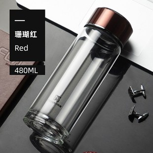 单层玻璃杯便携带盖车载商务水杯家用办公Q杯子礼品随手杯