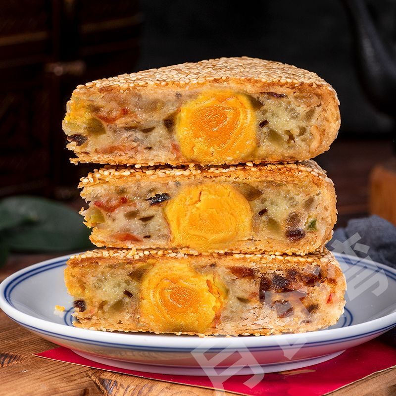 温州特产桥墩月饼大个手工传统老式五仁鲜肉蛋黄中秋礼盒散装批发