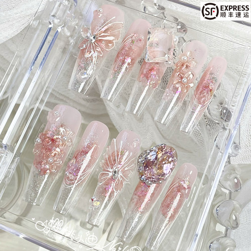 冰花腮红晕染纯手工可定制穿戴甲