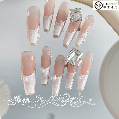 施华洛双法式千金轻奢手工穿戴甲