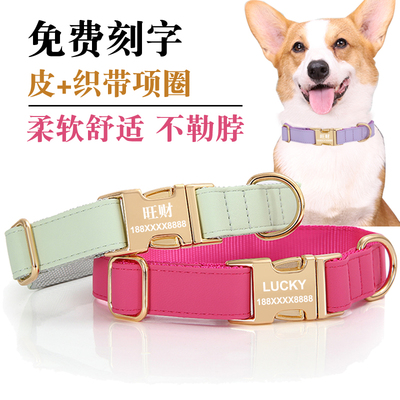 热销宠物狗狗项圈刻字脖圈防丢定制狗牌中型犬超大型犬透气织带狗
