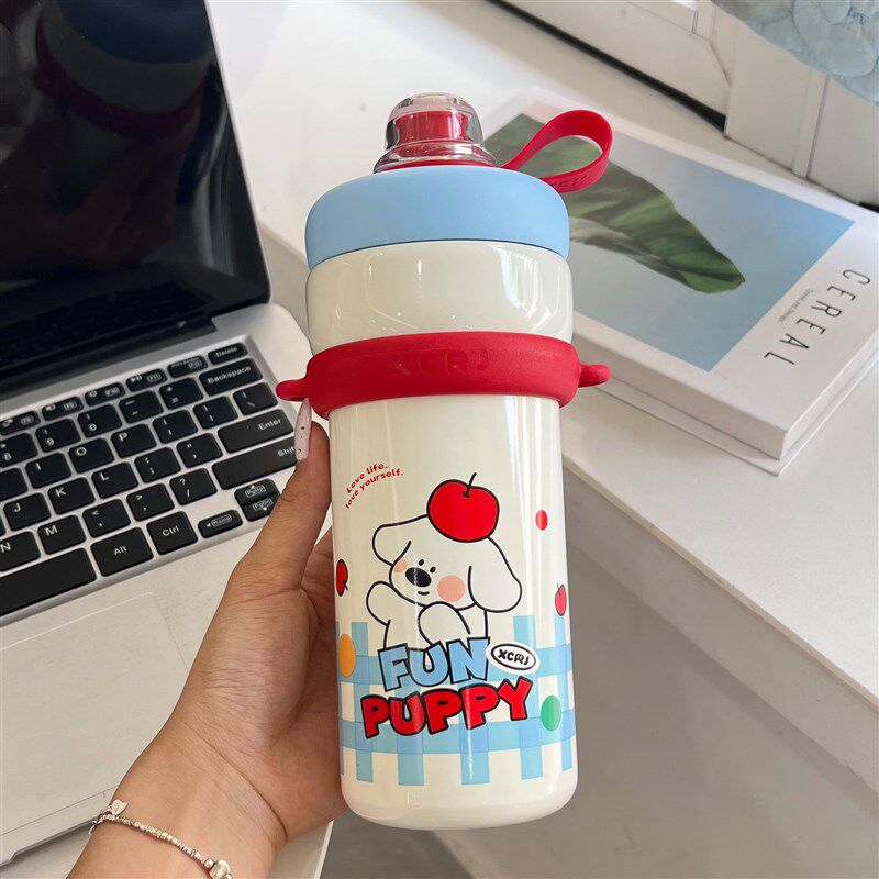 热销小茶日记316L不锈钢水杯学生上学专用可背可拎便携大容量水杯