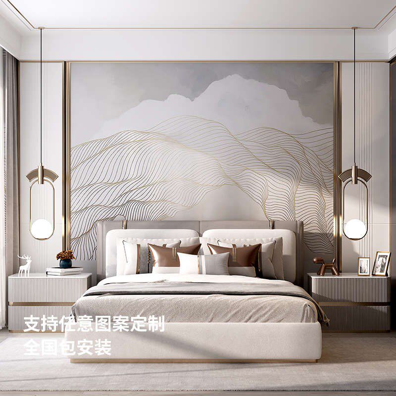热销无缝墙布现代简约墙纸沙发客厅卧室壁纸电视背景墙定制壁布壁