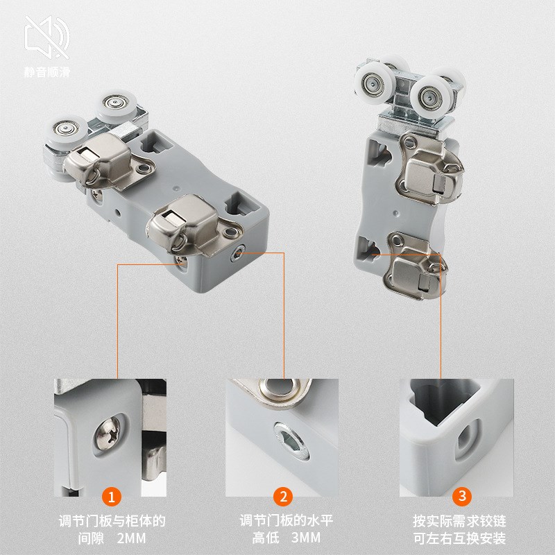 热销开放式衣柜折叠门五金配件衣帽间平移推拉折叠门轨道上下轨吊