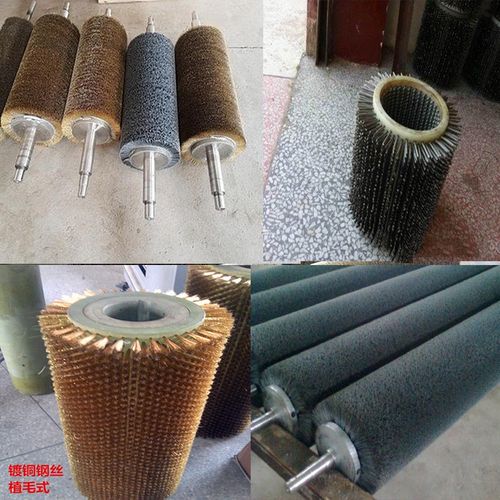 热销钢丝除辊滚筒丝缠绕工业毛刷辊丝锈铜丝镀式打磨抛钢铜光刷不