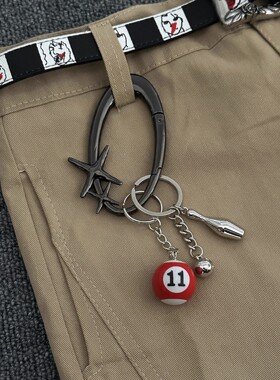 SFSN原创黑星星椭圆钥匙扣台球高级感腰间挂件cleanfit金属保龄球