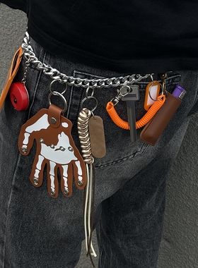 美式高级感多功能腰带骷髅手掌裤链复古朋克酷裤链男美式嘻哈高街