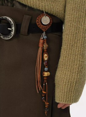 SFSN 麂皮组合珠链卷尺挂饰裤链挂坠